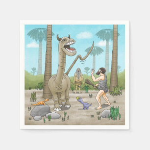 Dinosaurs meet the Stone Age Napkin