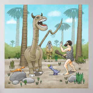 Dinosaurs meet the Stone Age Poster