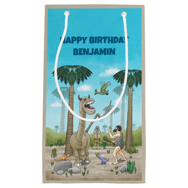 Dinosaurs meets the Stone Age Small Gift Bag (Front)