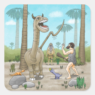 Dinosaurs meets the Stone Age Square Sticker