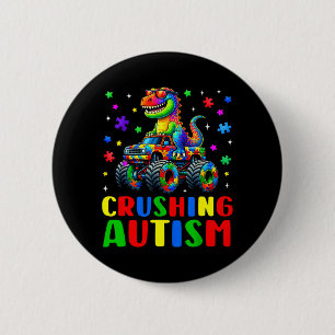 Dinosaurs Monster Truck for Autism Awareness 6 Cm Round Badge
