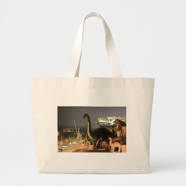 Dinosaurs of Route 66 Large Tote Bag (Front)