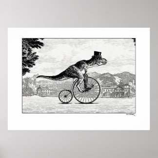 Dinosaurs on Bicycles - T-Rex Poster