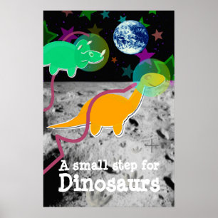 Dinosaurs on the Moon Poster Print