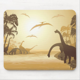 Dinosaurs on Tropical Jurassic Landscape  Mouse Pad