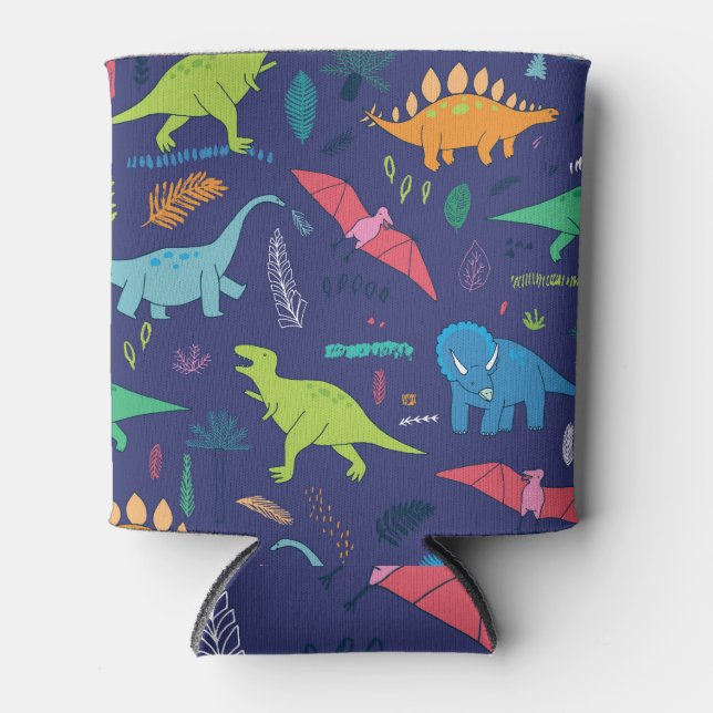 Dinosaurs Palms Tropical Vintage Pattern Can Cooler (Front)