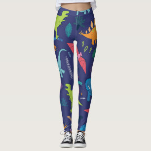 Dinosaurs Palms Tropical Vintage Pattern Leggings