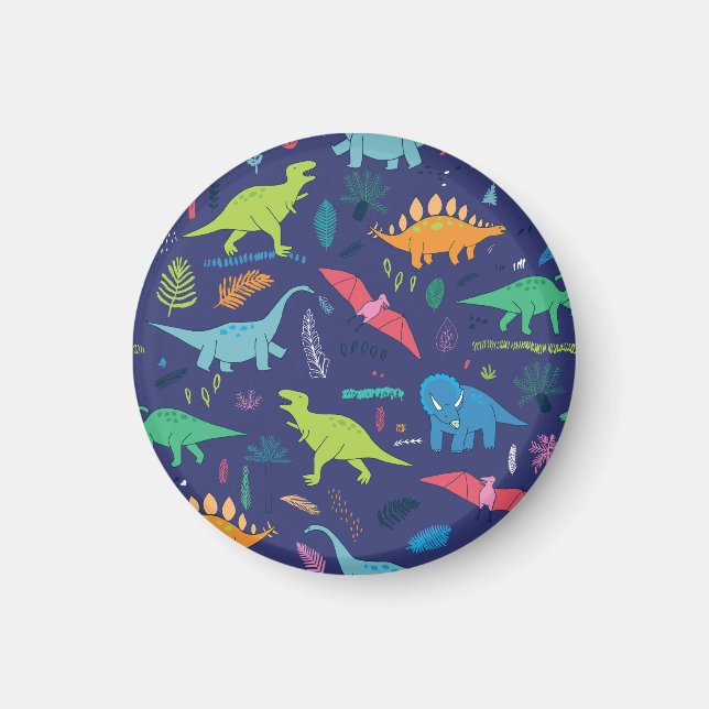 Dinosaurs Palms Tropical Vintage Pattern Magnet (Front)