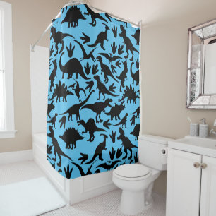 Dinosaurs pattern 01 b. L Blue BG Shower Curtain