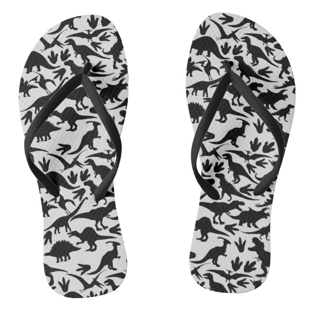 Dinosaurs pattern 01 b. White BG Thongs (Footbed)