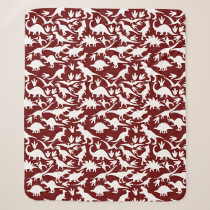 Dinosaurs pattern 01 w. DRed BG Sherpa Blanket