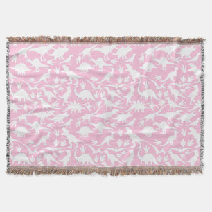 Dinosaurs pattern 01 w. L Pink BG Throw Blanket