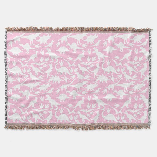 Dinosaurs pattern 01 w. L Pink BG Throw Blanket (Front)