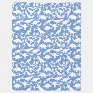 Dinosaurs pattern 01 w. LBlue BG Fleece Blanket