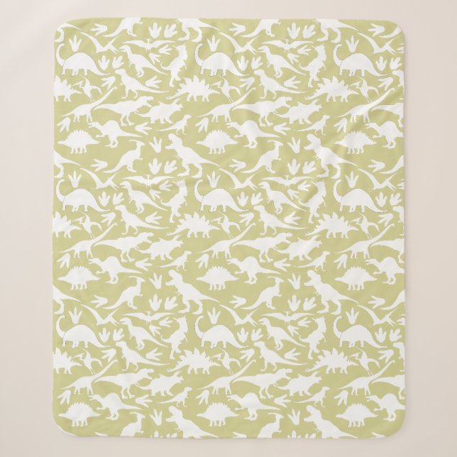 Dinosaurs pattern 01 w. LYellow BG Sherpa Blanket (Front)