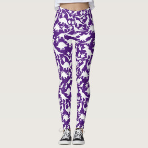 Dinosaurs pattern 01 w. Purple BG Leggings