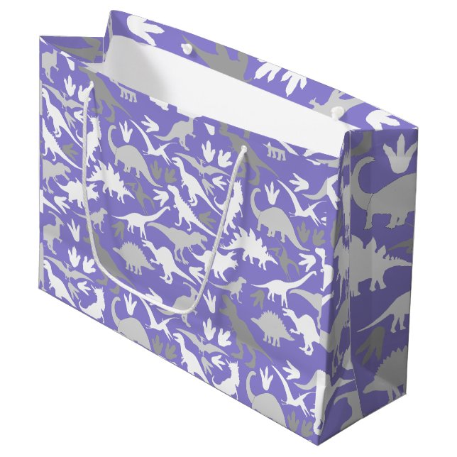 Dinosaurs pattern 01A LPurple BG Large Gift Bag (Front Angled)