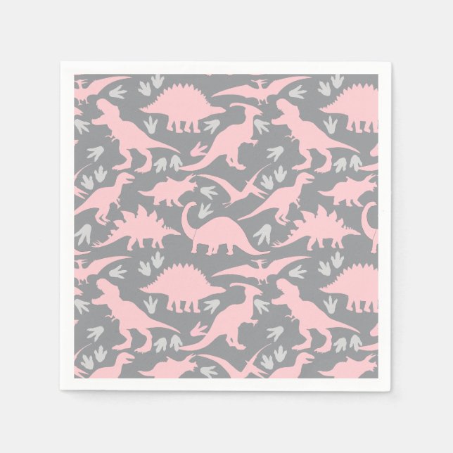 Dinosaurs pattern 05.P. Grey BG Napkin (Front)