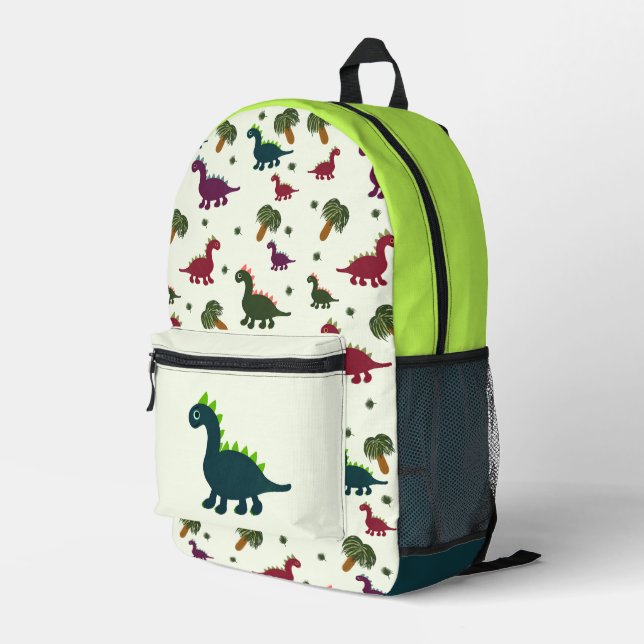 Dinosaurs pattern printed backpack (Back Corner Right)