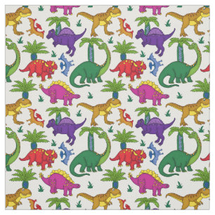 Dinosaurs Patterned Colourful Dinos Fabric