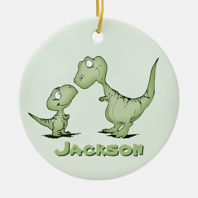 Dinosaurs Personalised Ceramic Tree Decoration (Front)