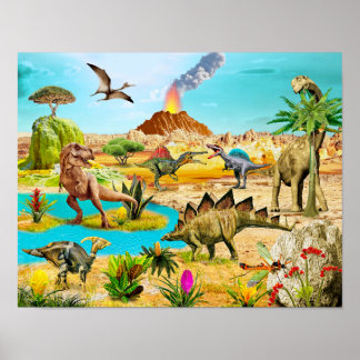 Dinosaurs poster dinosaur print T-rex