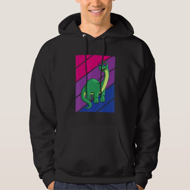 Dinosaurs Pride Bisexual Flag LGBTQ Proud Ally Pri Hoodie (Front)