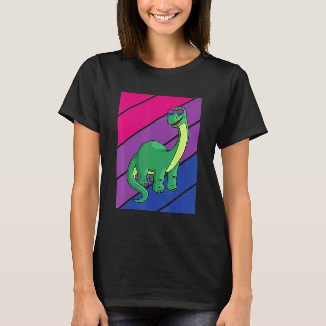 Dinosaurs Pride Bisexual Flag LGBTQ Proud Ally Pri T-Shirt (Front)