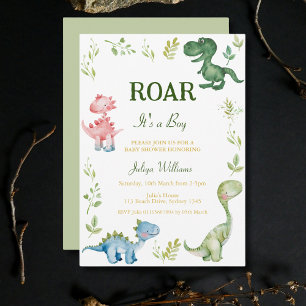 Dinosaurs Roar  baby shower Invitation