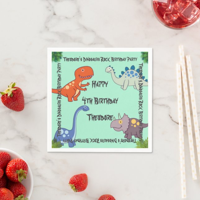 Dinosaurs Rock Birthday Party Napkin (Insitu)