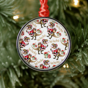 Dinosaurs Santa Hats Christmas Ornament Keepsake