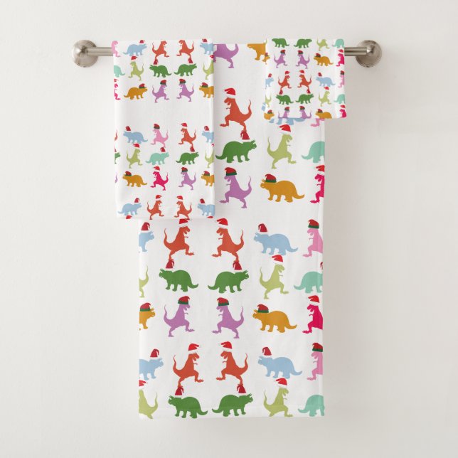 Dinosaurs Santa Mood Bath Towel Set (Insitu)