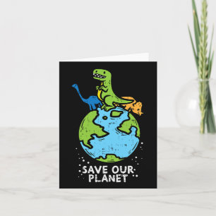 Dinosaurs Save Our Planet Cute Earth Day Boys Kids Card