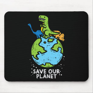 Dinosaurs Save Our Planet Cute Earth Day Boys Kids Mouse Pad