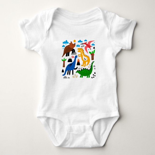 Dinosaurs seamless pattern baby bodysuit (Front)