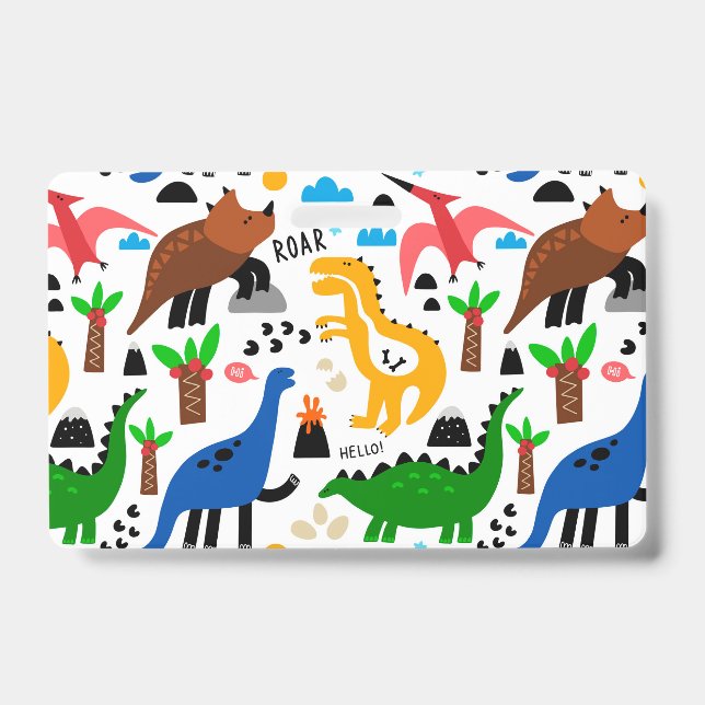 Dinosaurs seamless pattern ID badge (Front)