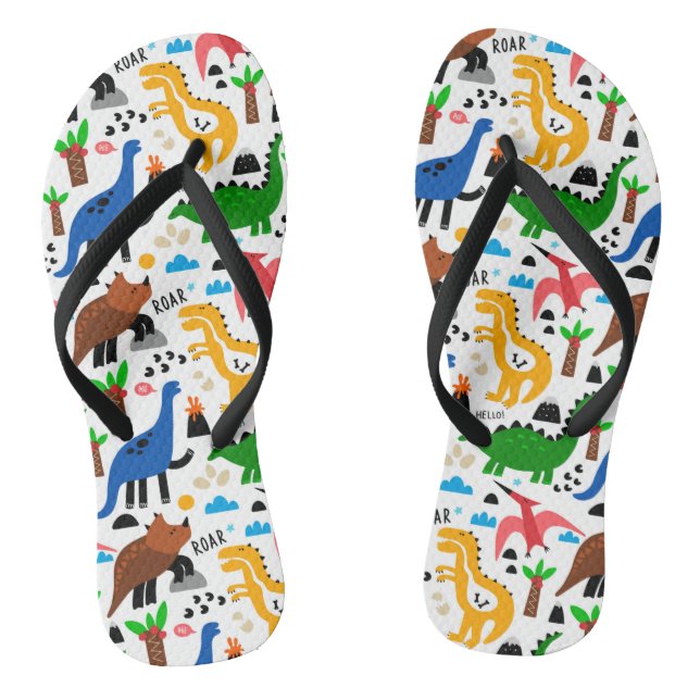 Dinosaurs seamless pattern thongs (Footbed)