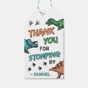 Dinosaurs Stomp Chomp Roar Birthday Party, Any Age Gift Tags