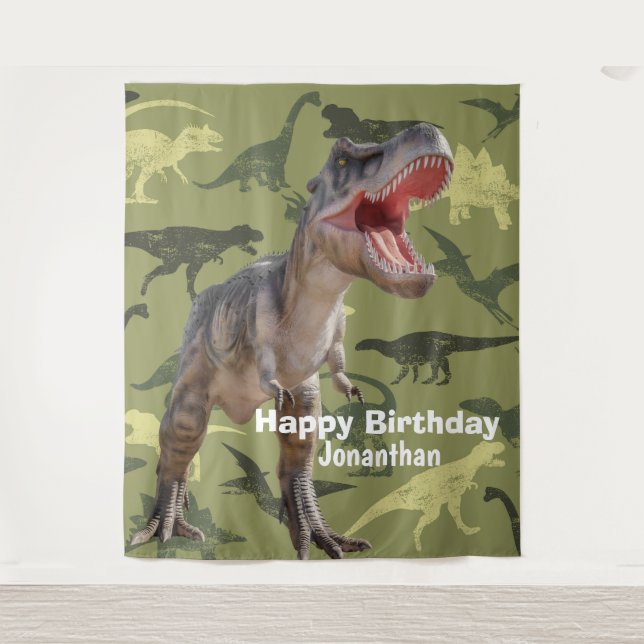 Dinosaurs T Rex pattern Jurassic backdrop Tapestry (Front)