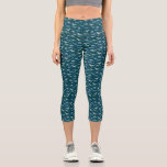 Dinosaurs Teal Green Pattern Capri Leggings<br><div class="desc">A fun pattern of blue dinosaurs,  Tyrannosaurus rex,  Spinosaurus,  Stegosaurus,  Diplodocus and Triceratops on a deep teal background. Perfect for paleontologists and museum curators.  Original art by Nic Squirrell.</div>