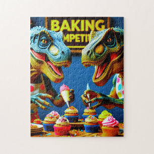 Dinosaurs Teaming up to Bake Cupcakes! Jigsaw Puzzle