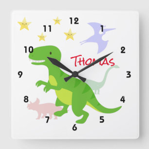 Dinosaurs TRex Square Wall Clock