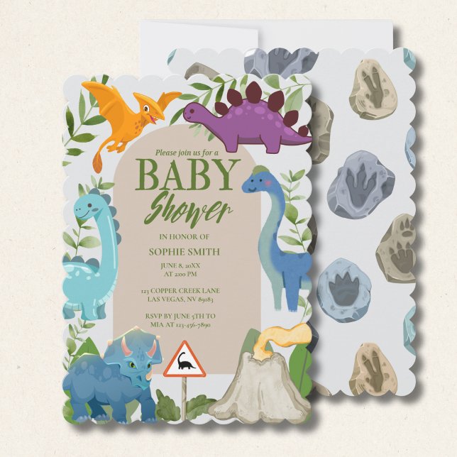 Dinosaurs, Volcano, T-Rex Baby Shower Theme Invitation (Creator Uploaded)