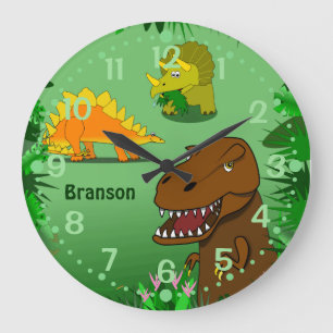 Dinosaurs Wall Clock for Kids Personalised Name