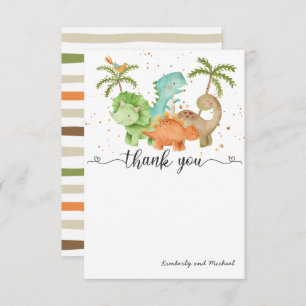 Dinosaurs Watercolor Birthday   Baby Shower Thank  Thank You Card