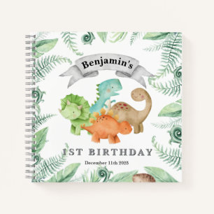 Dinosaurs Wild One 1st Birthday Guest Book