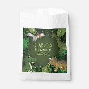 Dinosaurs With Green Plants Thank You Birthday Favour Bag