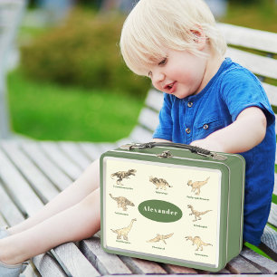 Dinosaurs with Names School Personalised  Metal Lunch Box