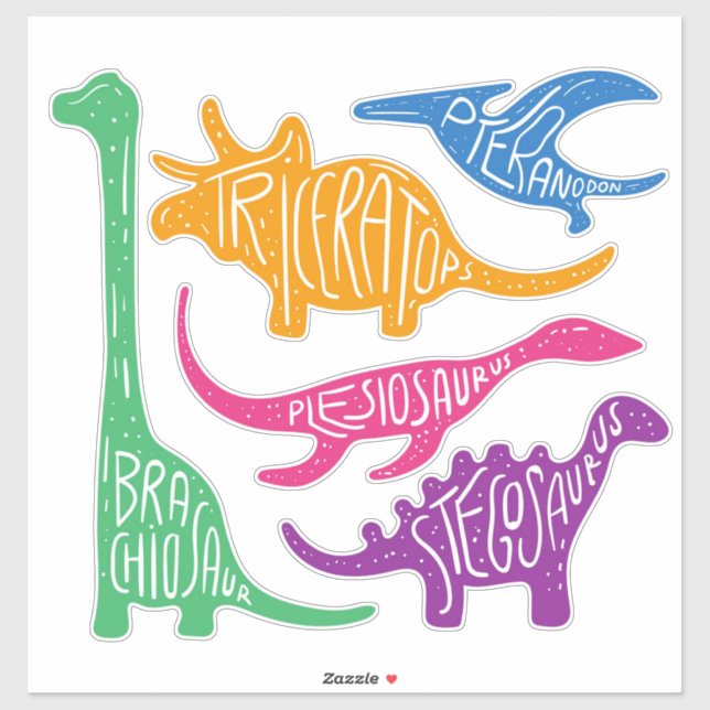 Dinosaurs with Names Sticker (Sheet)