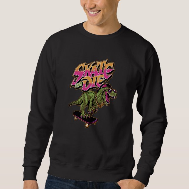 Dinosaurs with Skateboard Sweatshirt (Front)